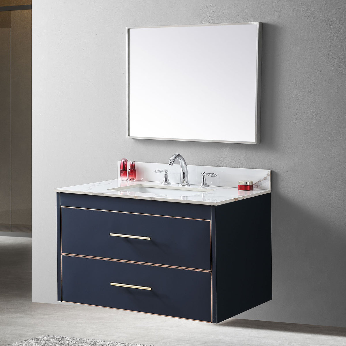 Carrara Gold Vanity Top with Undermount Sink and Backsplash