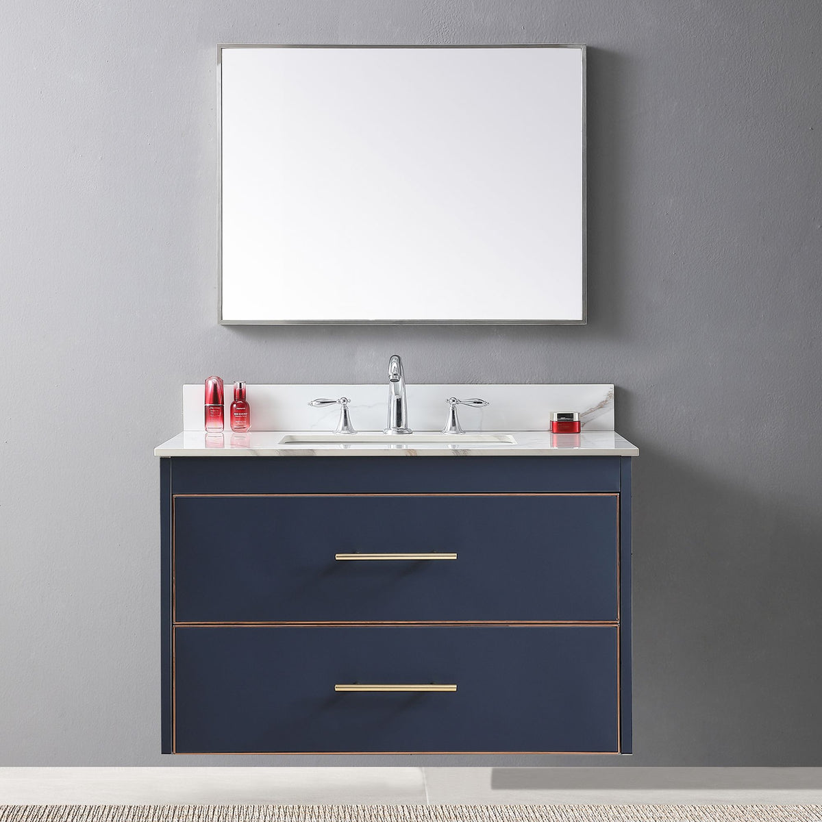 Carrara Gold Vanity Top with Undermount Sink and Backsplash