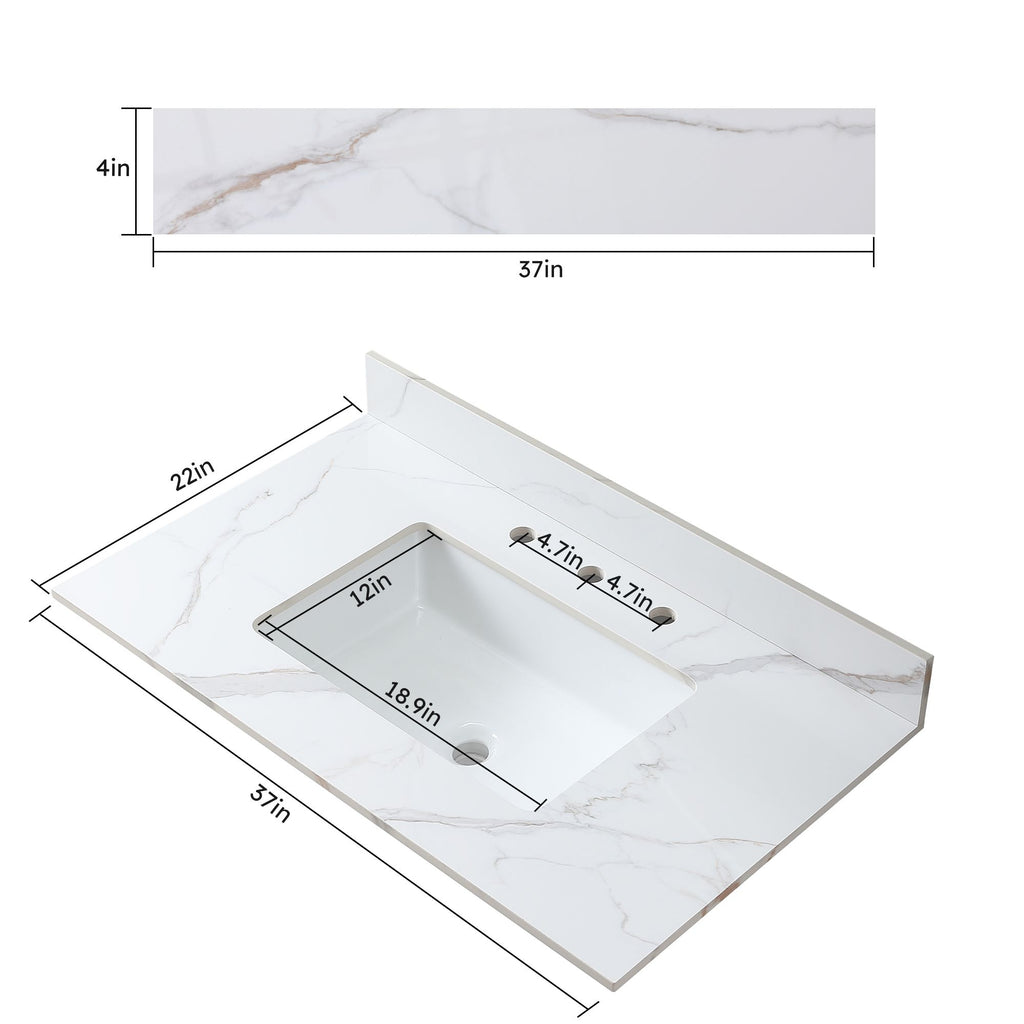 Carrara Gold Vanity Top with Undermount Sink and Backsplash