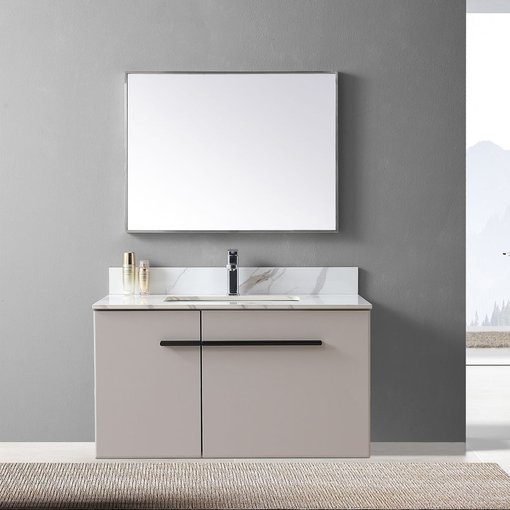 Montary 37inch bathroom vanity top stone carrara gold new style tops with rectangle undermount ceram