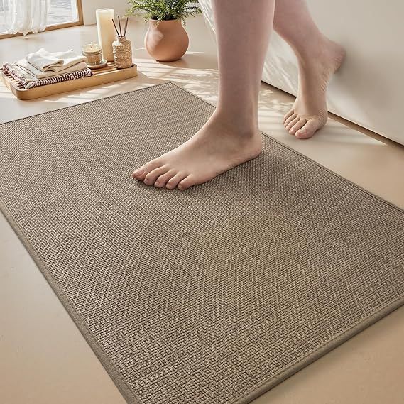 MontVoo Bath Mat Rug-Ultra Thin Non Slip Bath Mats for Bathroom Mat Quick Dry, Rubber Backing Washab