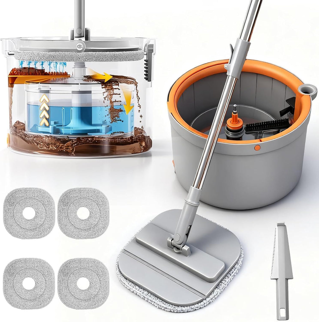 Spin Mop Set with Dirty-Water Separation