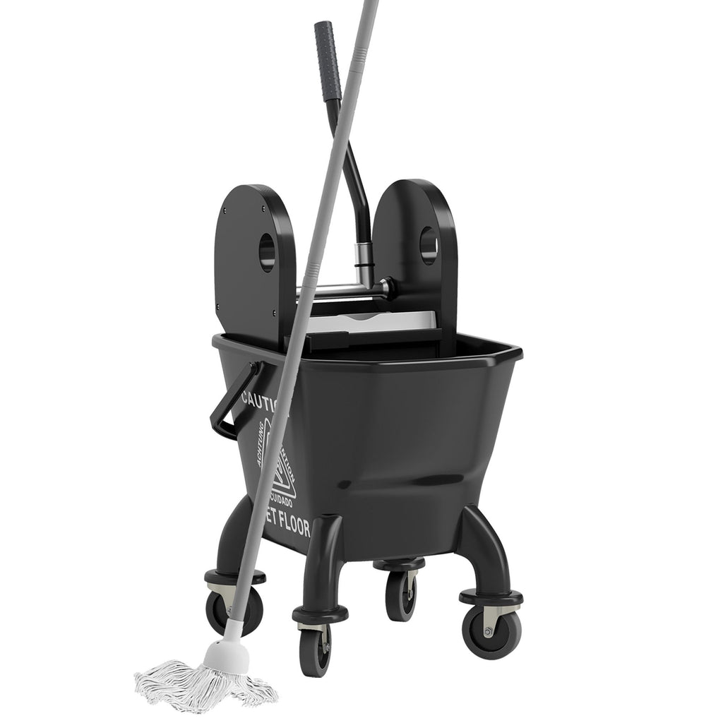 Wheeled Mop Bucket and Down-Press Wringer Set