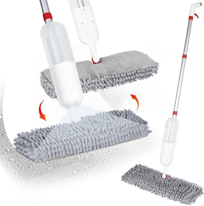 Mop for Floor Cleaning - 2-in-1 Double-Sided Microfiber Spray Mop with Flip Design, 3 Reusable Pads