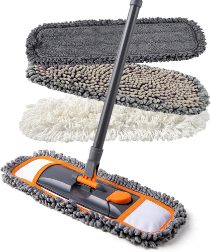 Mops for Floor Cleaning with 3 Washable Pads and Extendable Handle