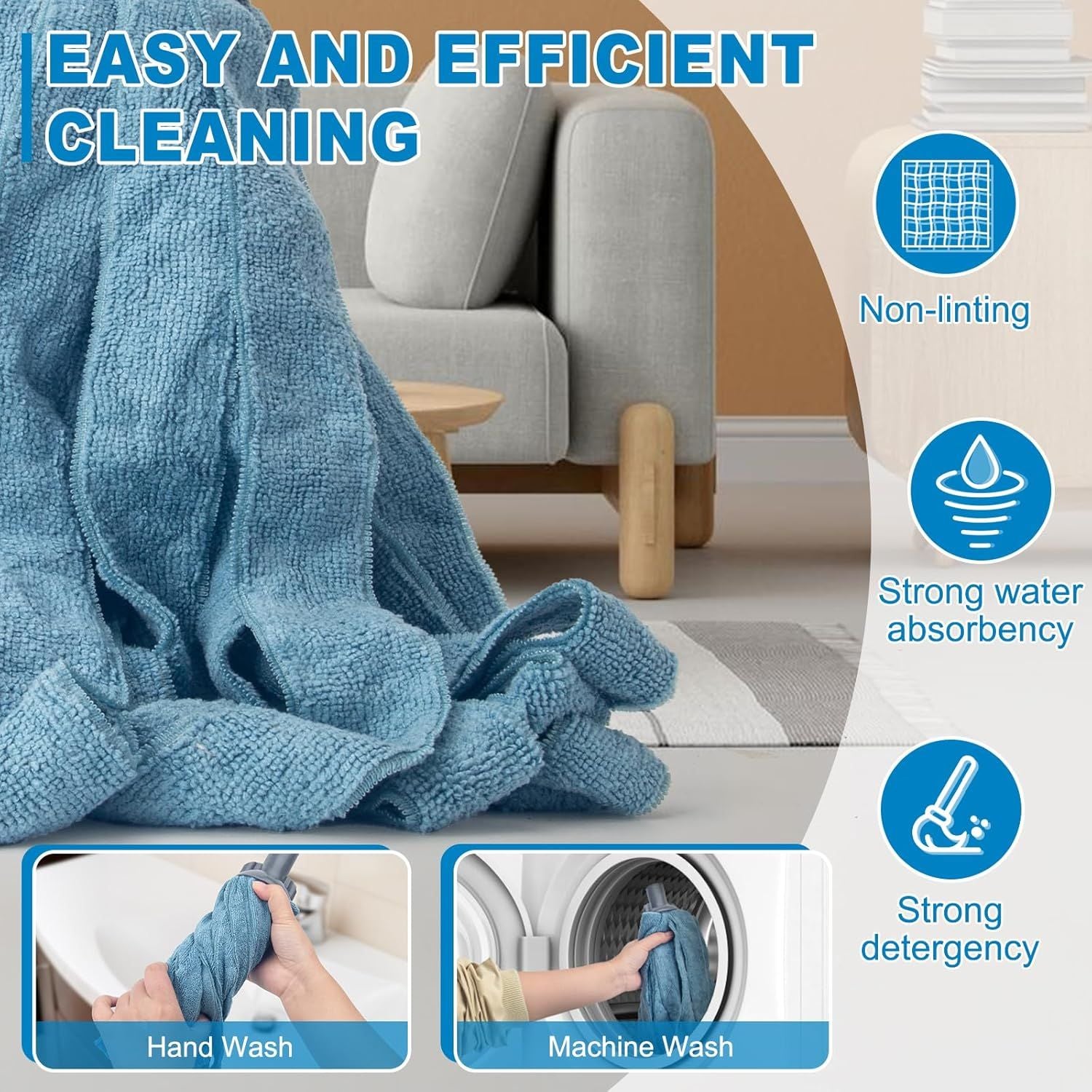 Blue String Wet Mop Set with Two Cleaning Heads