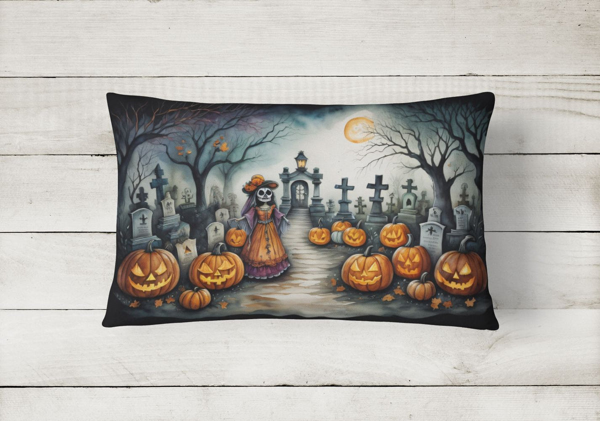 La Catrina Skeleton Halloween Throw Pillow