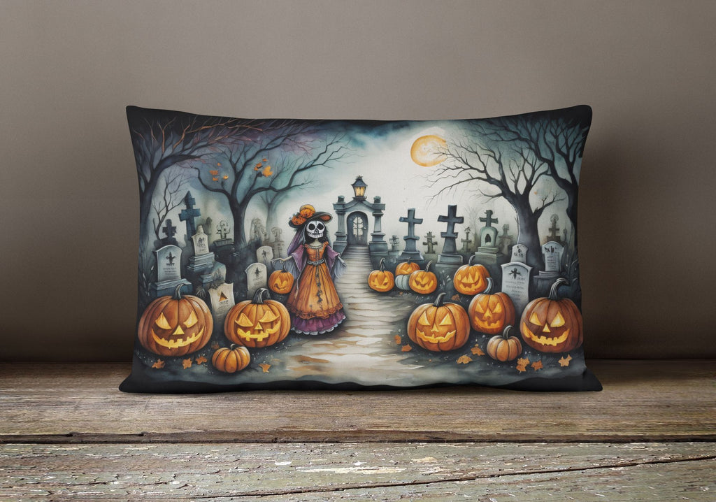 La Catrina Skeleton Halloween Throw Pillow