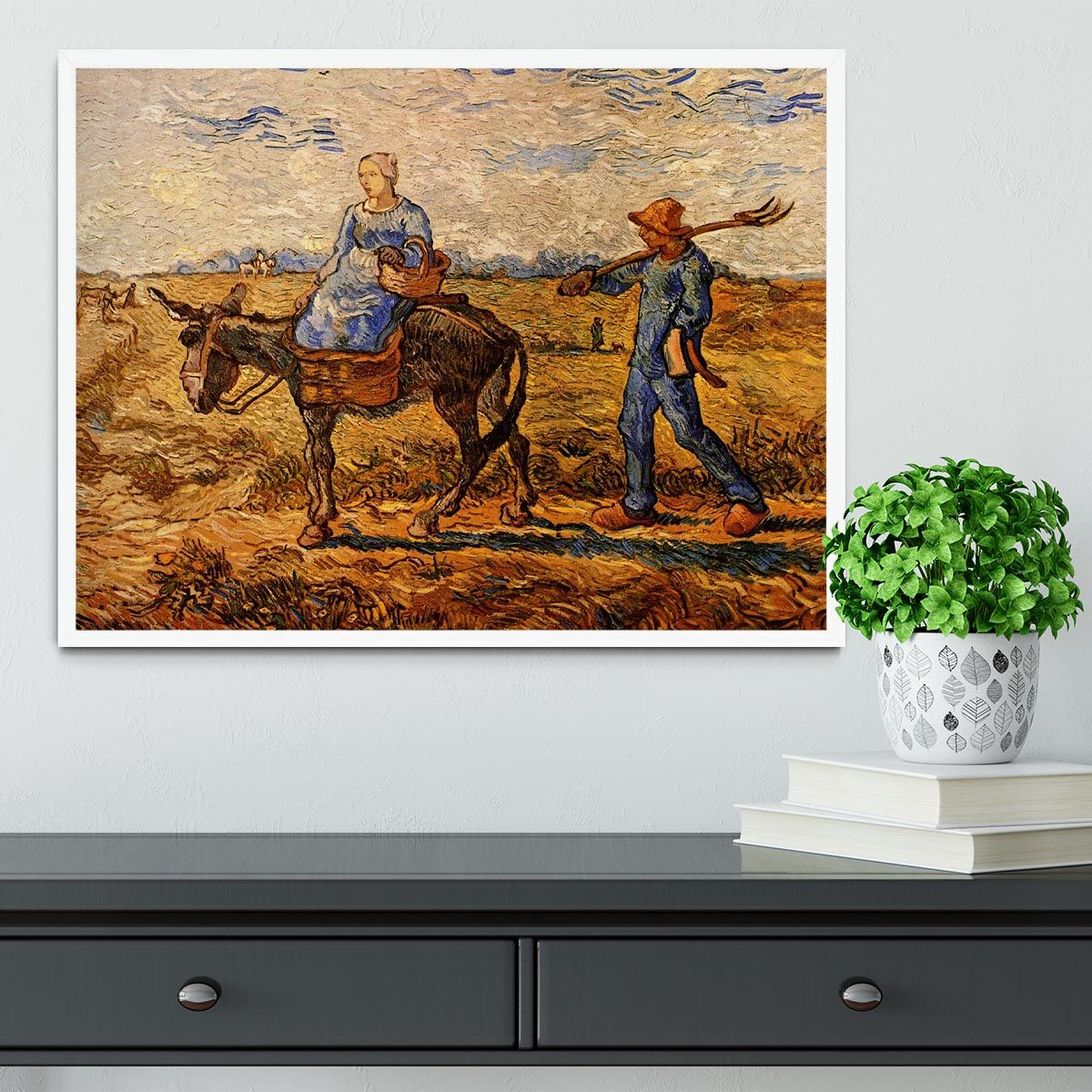 Morning Peasant Couple Going to Work by Van Gogh Framed Print