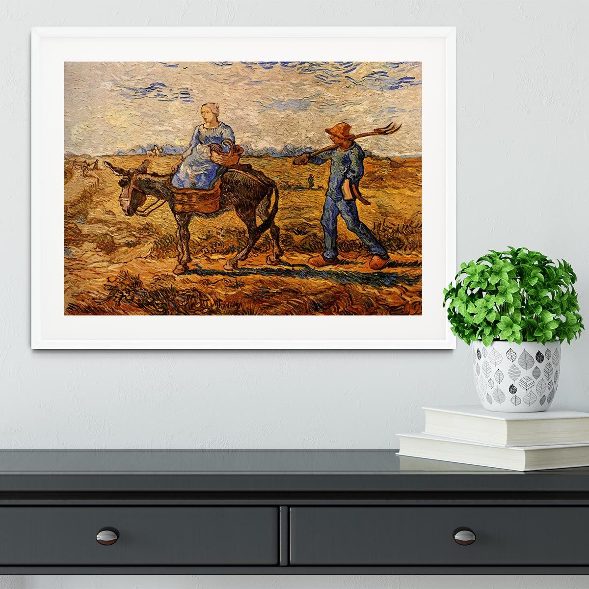 Morning Peasant Couple Going to Work by Van Gogh Framed Print