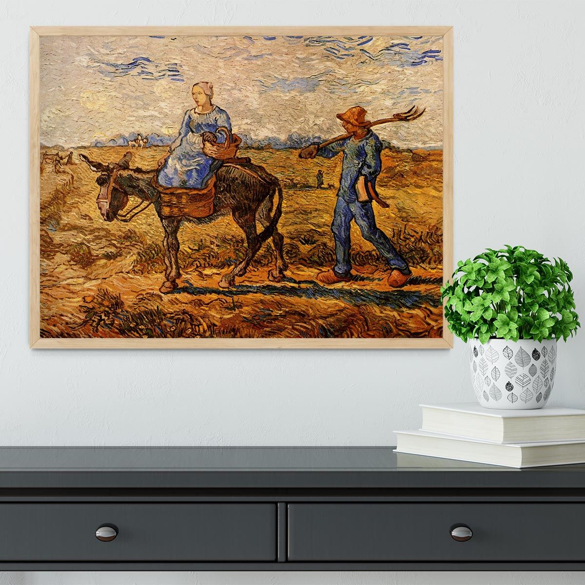 Morning Peasant Couple Going to Work by Van Gogh Framed Print
