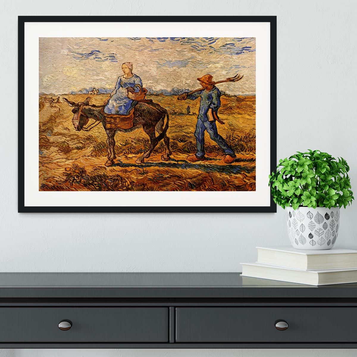 Morning Peasant Couple Going to Work by Van Gogh Framed Print
