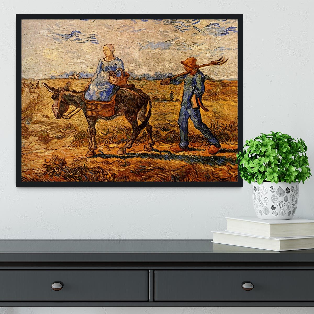 Morning Peasant Couple Going to Work by Van Gogh Framed Print