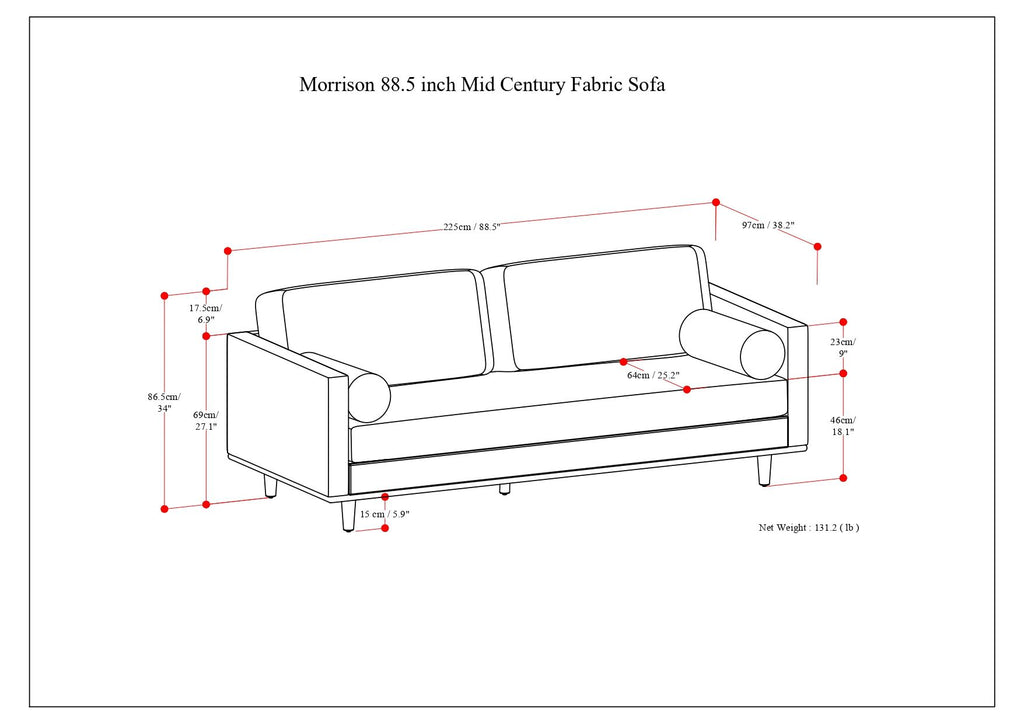 Morrison - 89" Sofa - Charcoal Grey