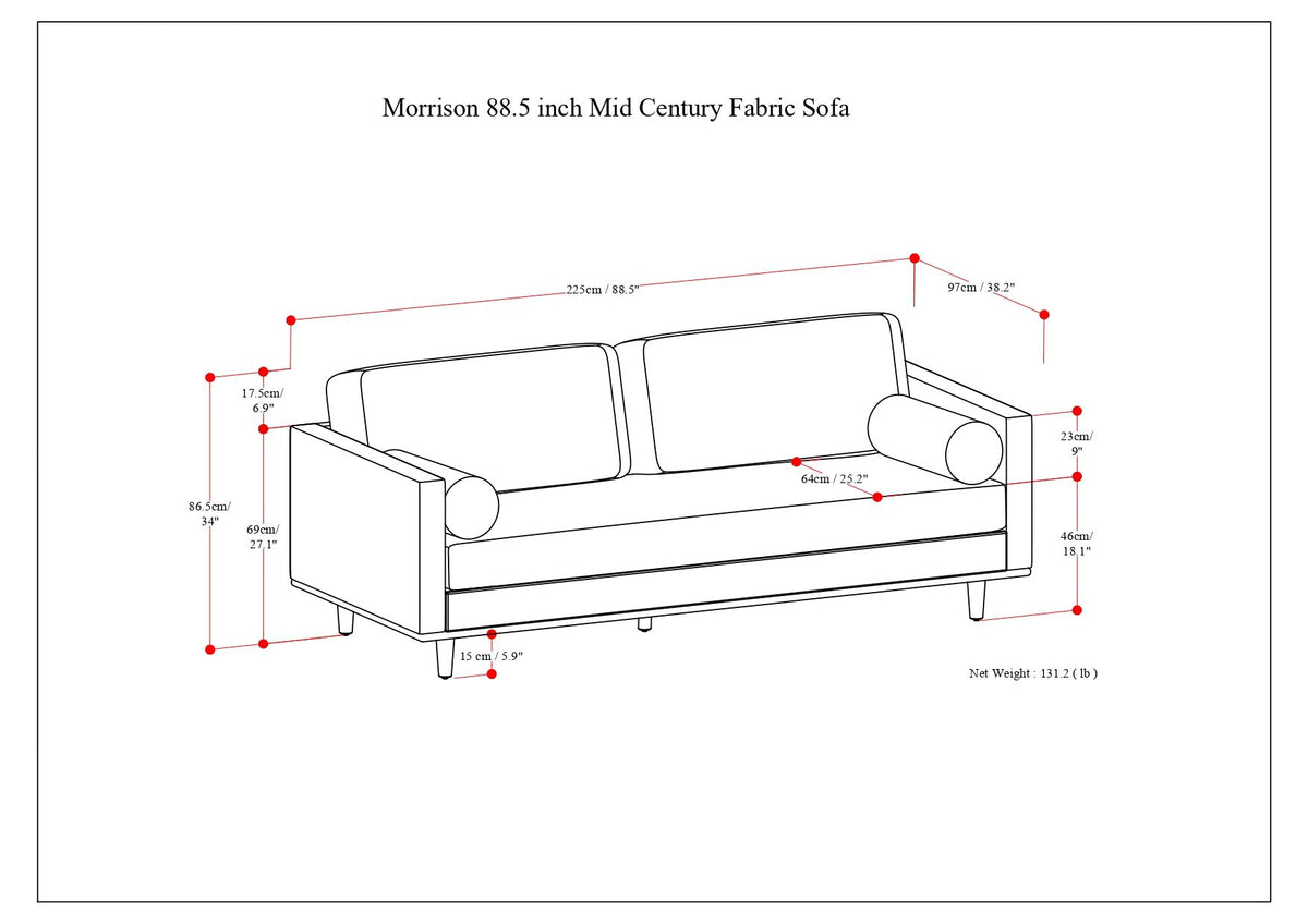 Morrison - 89" Sofa - Charcoal Grey