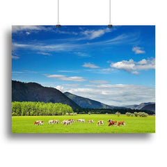 Mountain Landscape With Grazing Cows Wall Art