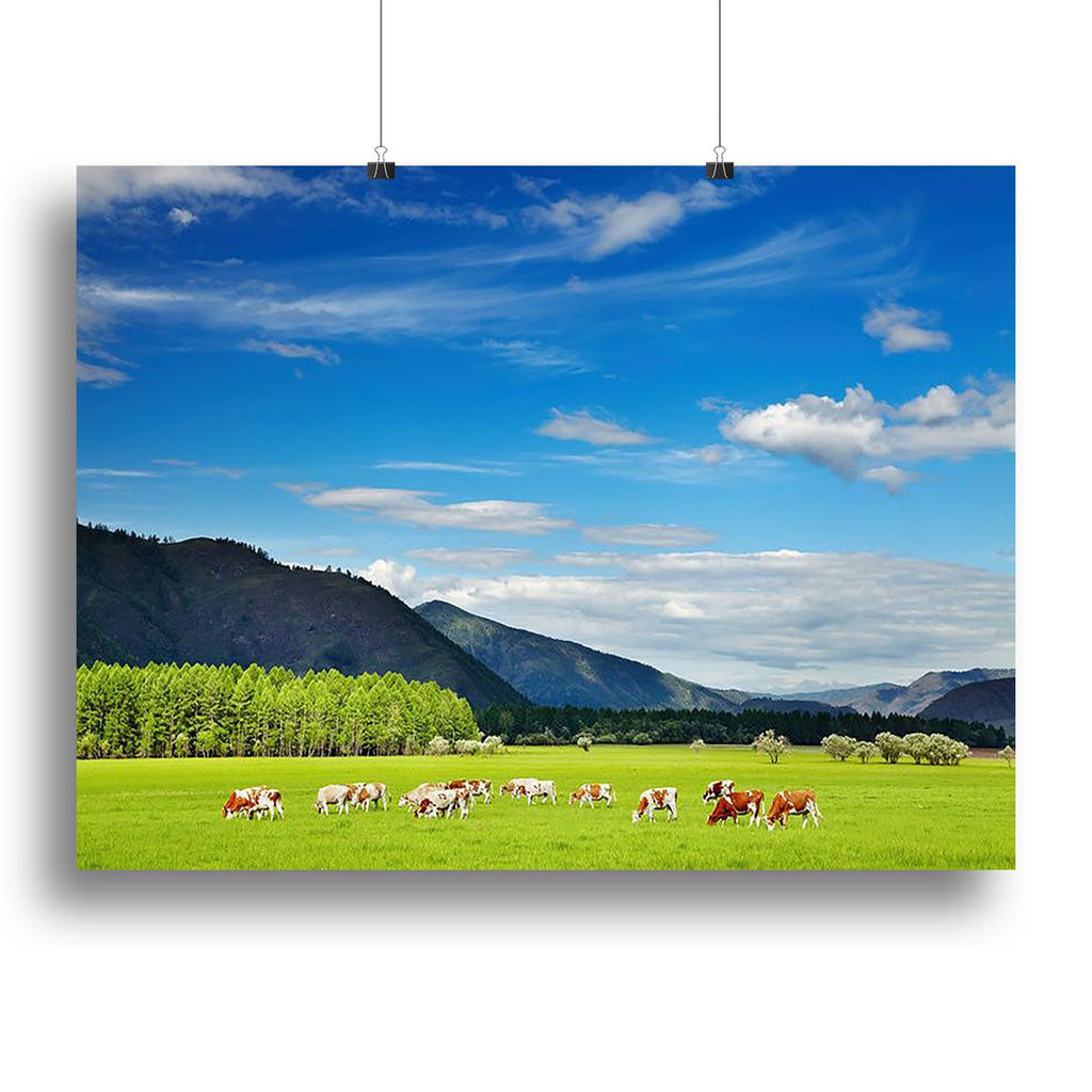Mountain Landscape With Grazing Cows Wall Art