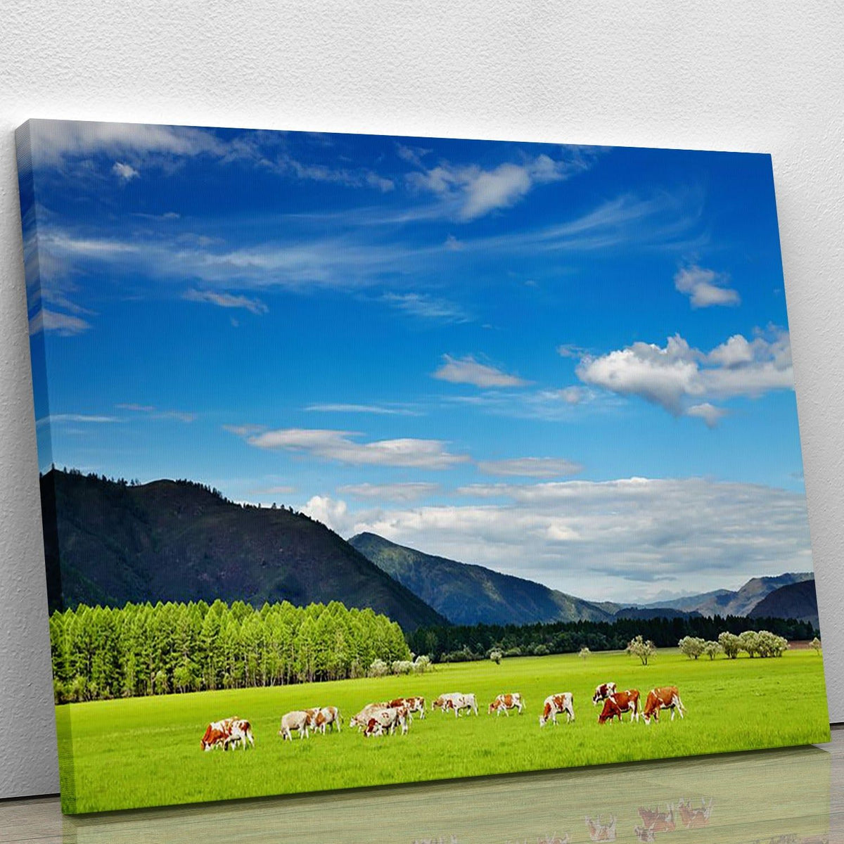 Mountain Landscape With Grazing Cows Wall Art