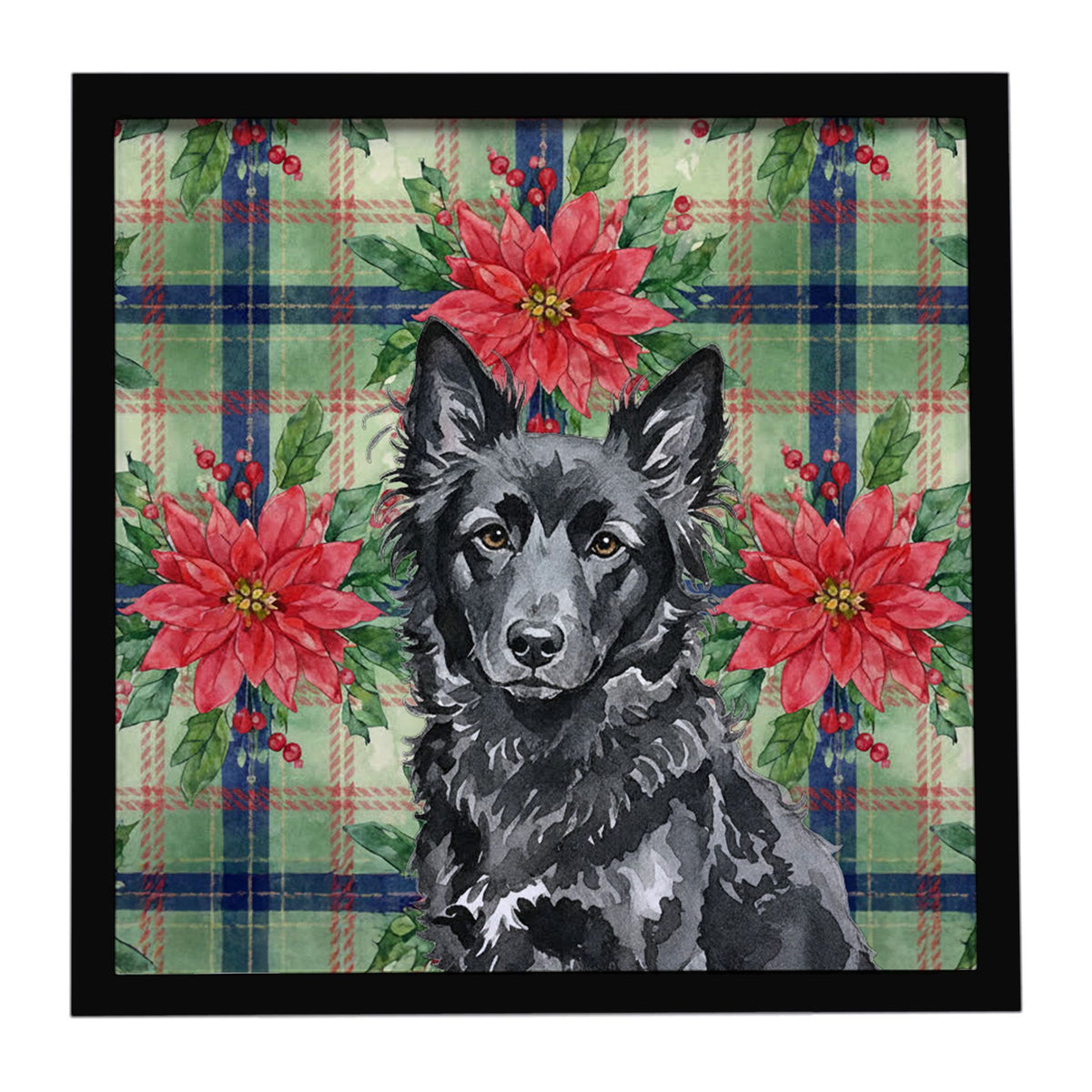 Mudi Christmas Poinsettias Framed Wall Art