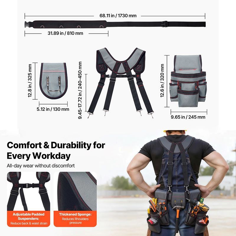Multi-Pocket Adjustable Utility Tool Belt for Outdoor Repairs