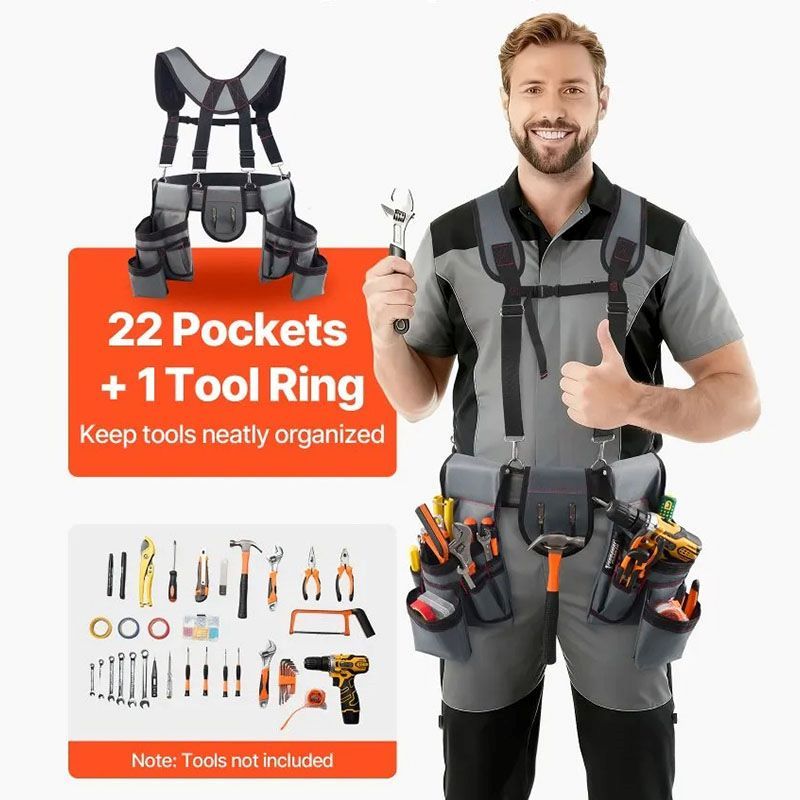 Multi-Pocket Adjustable Utility Tool Belt for Outdoor Repairs