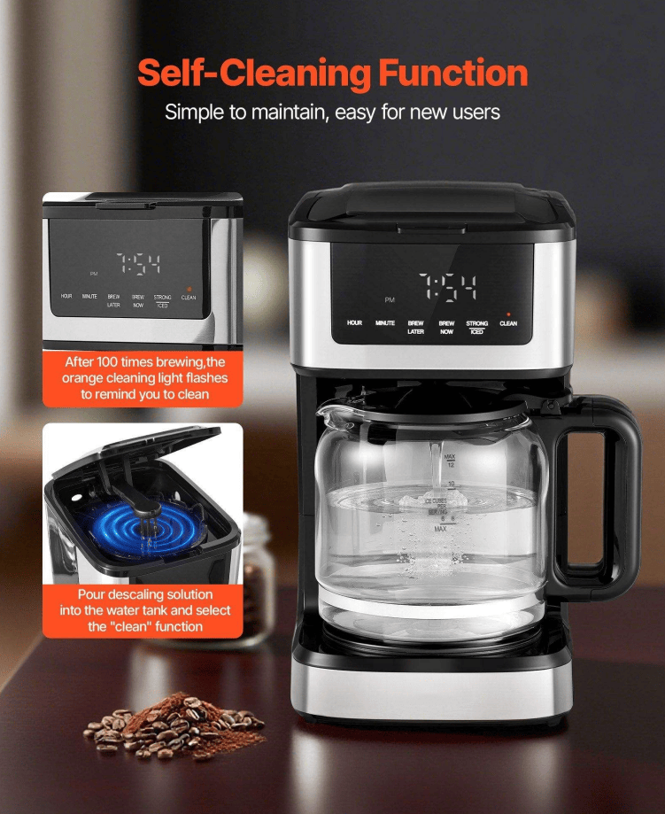 Multi-functional Programmable Coffee Maker - 12-Cup Steeped Coffee Machine with Touch Screen