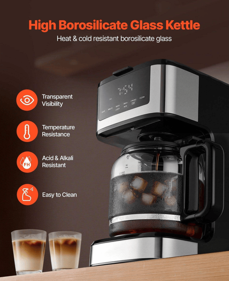 Multi-functional Programmable Coffee Maker - 12-Cup Steeped Coffee Machine with Touch Screen