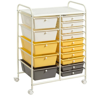 15-Drawer Rolling Storage Cart for Home and Office Organization