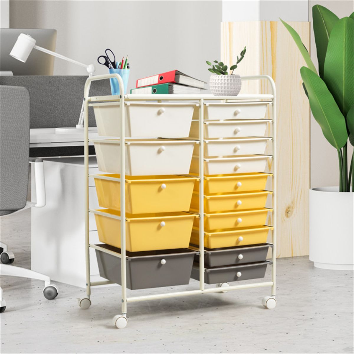 15-Drawer Rolling Storage Cart for Home and Office Organization