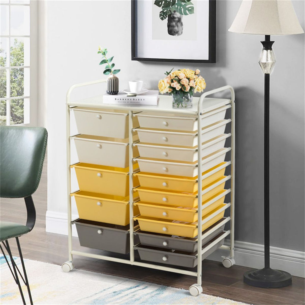 15-Drawer Rolling Storage Cart for Home and Office Organization