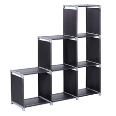 Compact Three-Tier Storage Shelf with Six Compartments