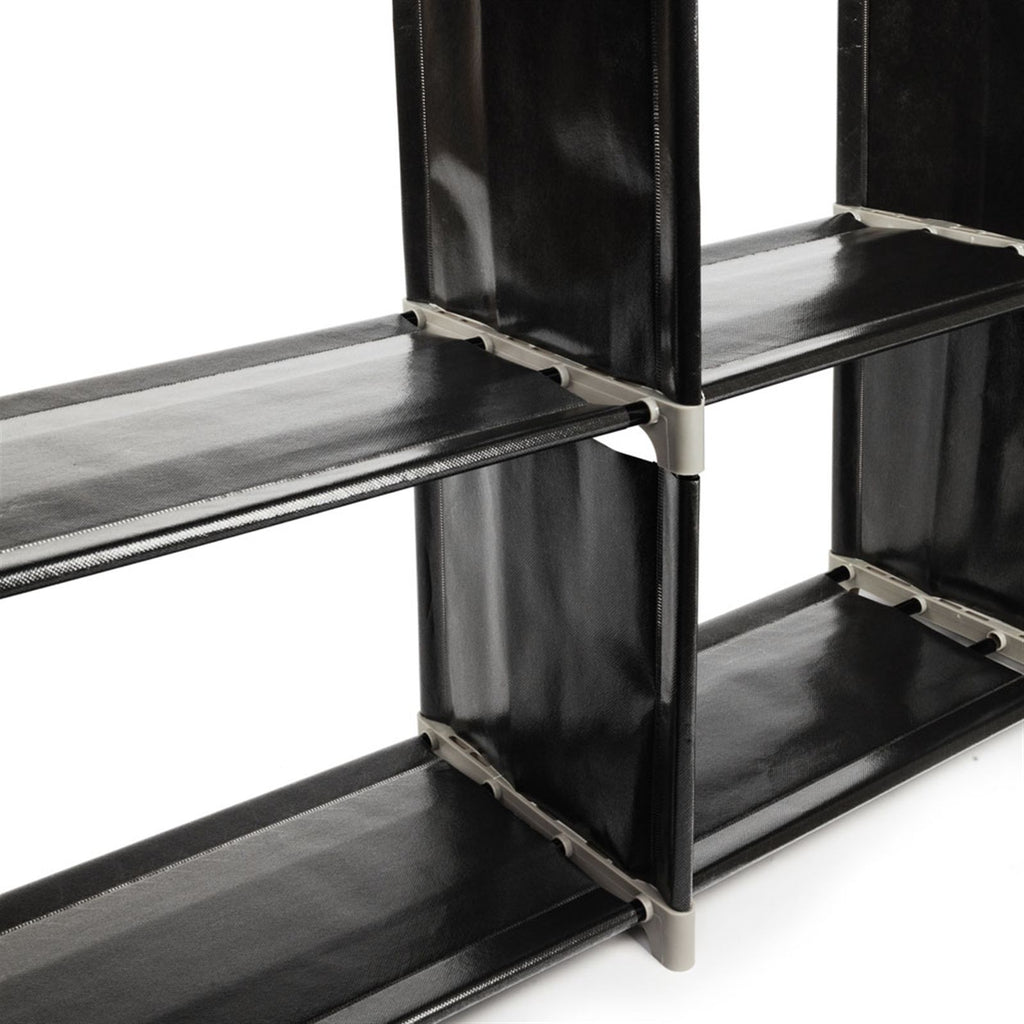 Compact Three-Tier Storage Shelf with Six Compartments