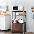 Multifunctional Rolling Kitchen Baker's Rack with 2-Tier Shelf and Cabinet