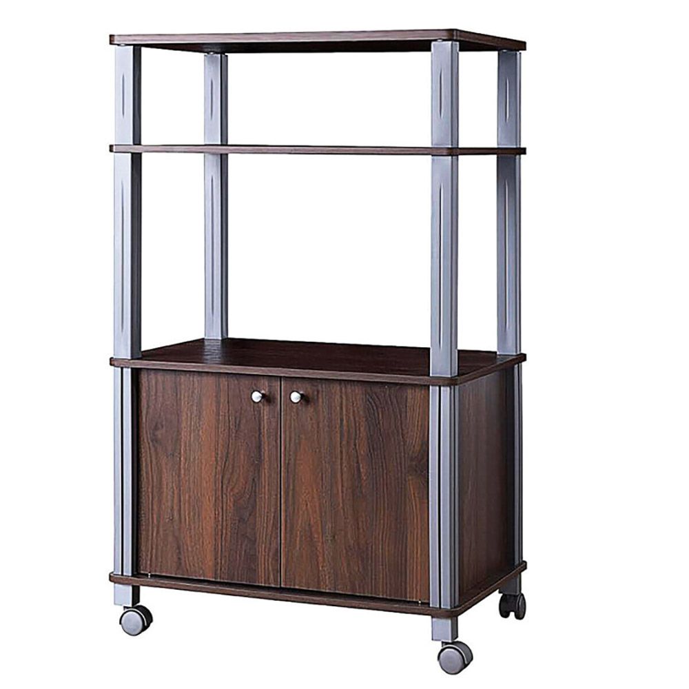 Multifunctional Rolling Kitchen Baker's Rack with 2-Tier Shelf and Cabinet