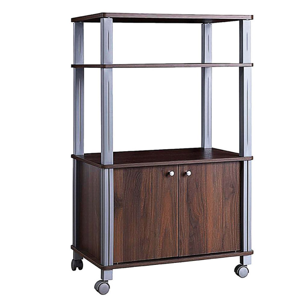 Multifunctional Rolling Kitchen Baker's Rack with 2-Tier Shelf and Cabinet