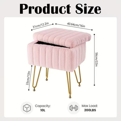 Vanity Stool with Concealed Accessory Storage