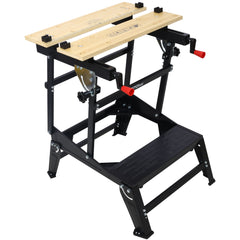 Versatile Folding Workbench with Clamping and Adjustable Legs