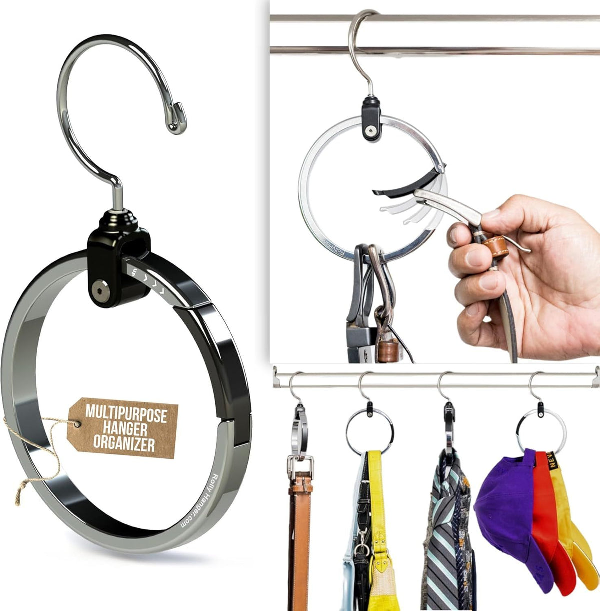Multipurpose Tie and Belt Hanger for Closet and Wardrobe Organization