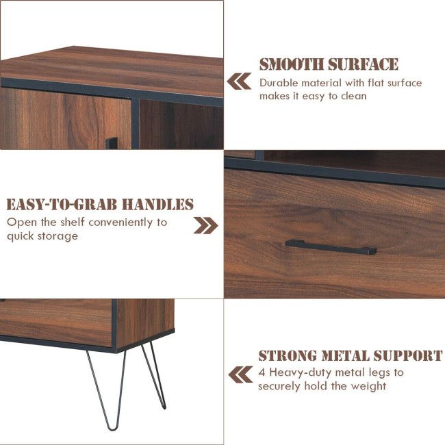 Walnut Sideboard with Layered Open and Concealed Storage