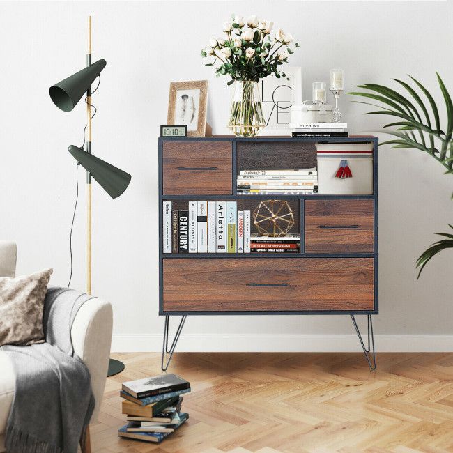 Walnut Sideboard with Layered Open and Concealed Storage