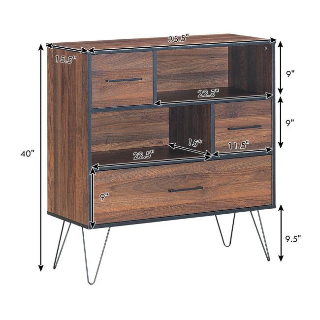 Walnut Sideboard with Layered Open and Concealed Storage