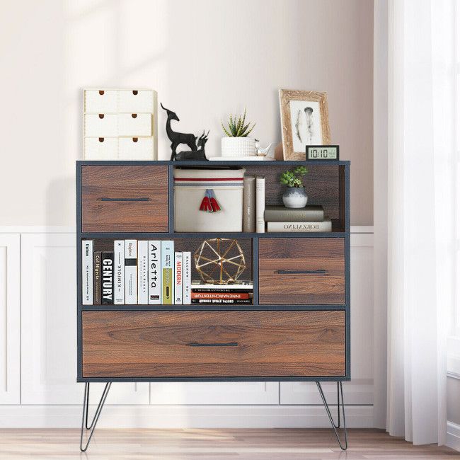 Walnut Sideboard with Layered Open and Concealed Storage