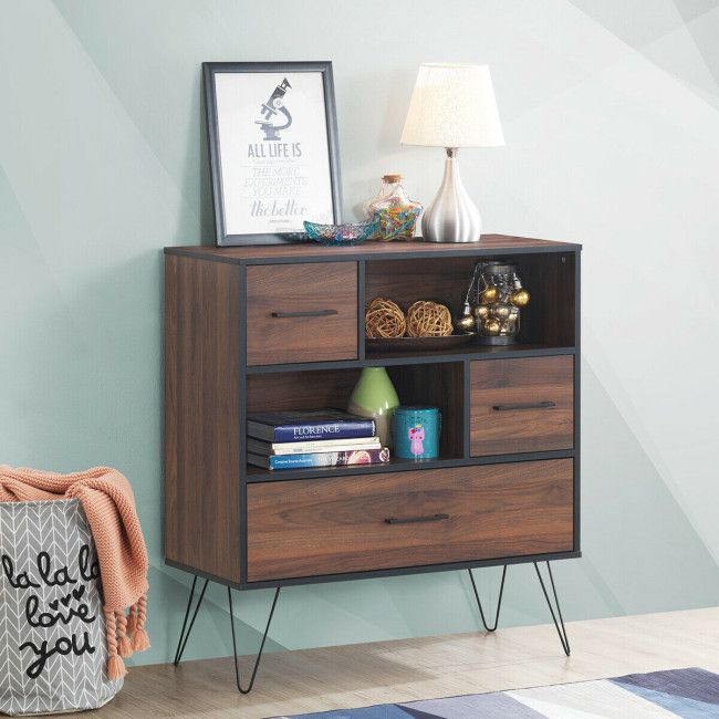 Walnut Sideboard with Layered Open and Concealed Storage