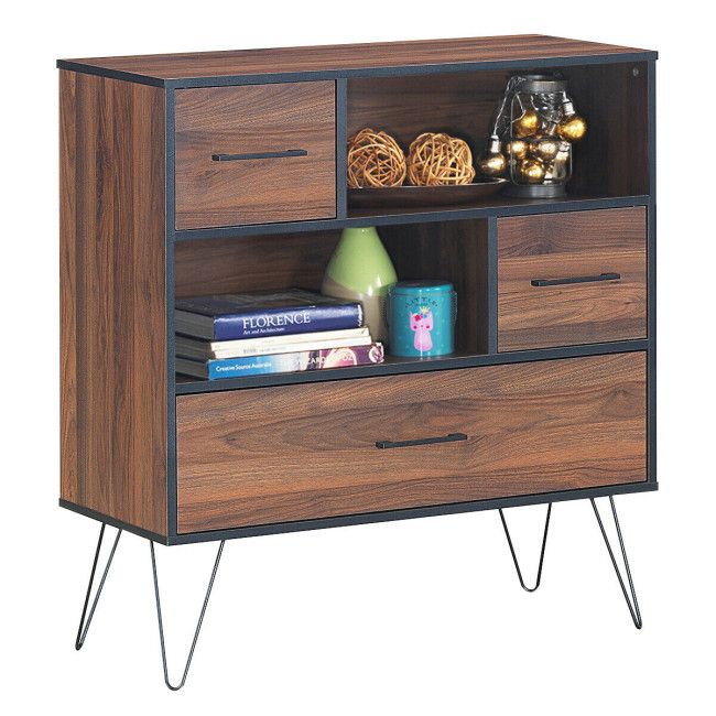 Walnut Sideboard with Layered Open and Concealed Storage