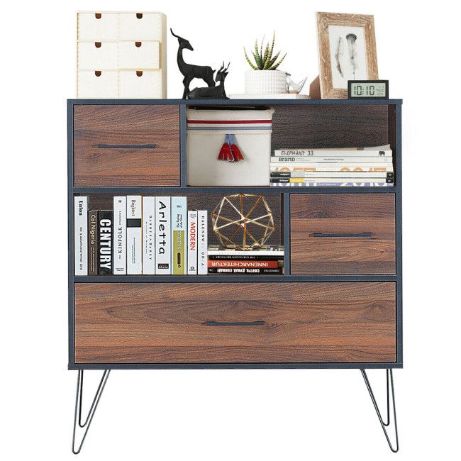Walnut Sideboard with Layered Open and Concealed Storage