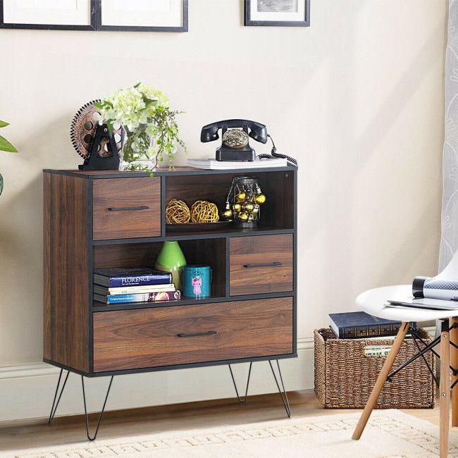 Walnut Sideboard with Layered Open and Concealed Storage