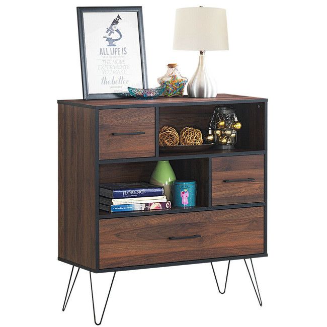 Walnut Sideboard with Layered Open and Concealed Storage