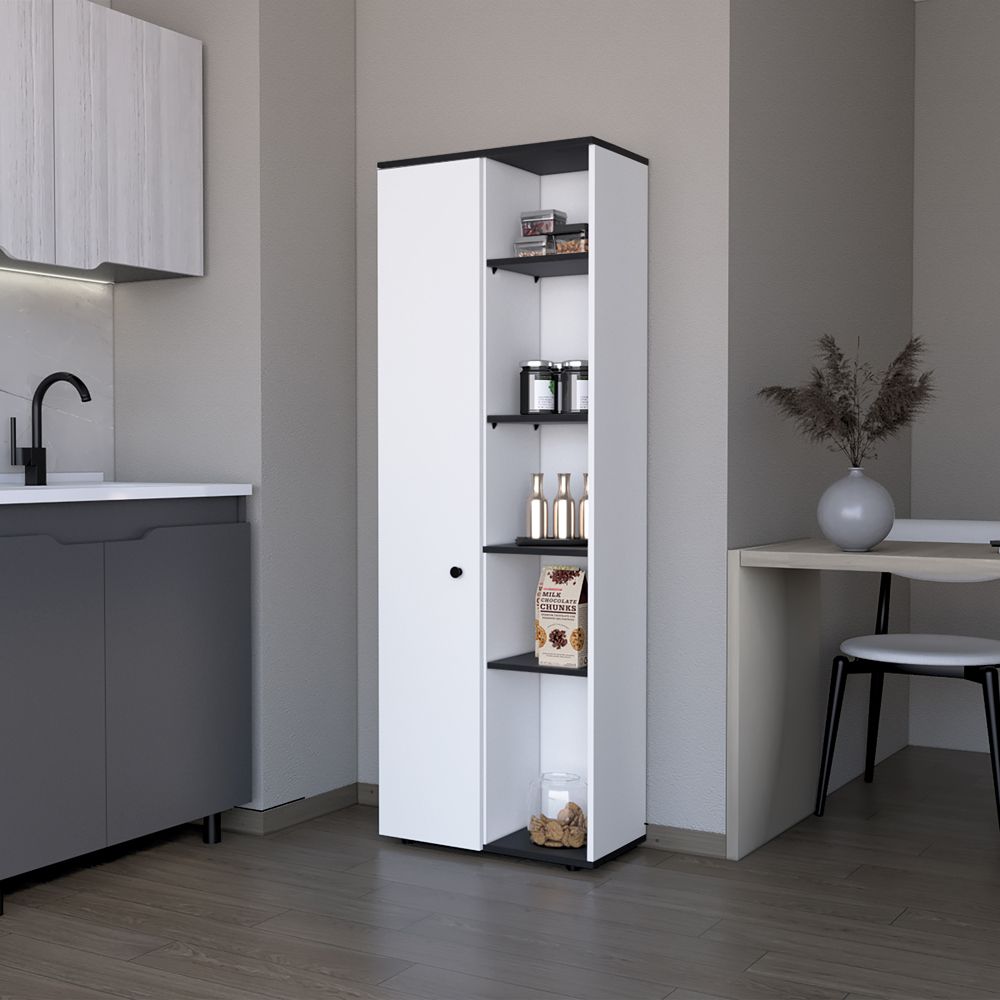 Multistorage Kitchen Pantry with Adjustable Shelves and Modern White Finish