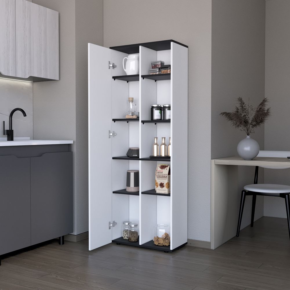 Multistorage Kitchen Pantry with Adjustable Shelves and Modern White Finish