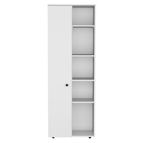 Multistorage Kitchen Pantry with Multiple Shelf Heights and Contemporary White Finish